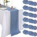 6 Pack 10FT Dusty Blue Cheesecloth Table Runner 120 Inch Long Gauze Rustic Boho Spring Cheese Cloth Table Runner Sheer Fabric for Holiday Party Birthday Bridal Baby Shower