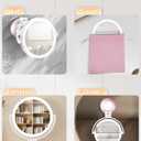 vpu 30X/1X Wall Mounted Magnifying Makeup Mirror with Power Suction Cup, Rechargeable Double Sided Regular HD/Magnification 3 Color Modes Adjustable Brightness Mirror with Lights for Bathroom, Travel