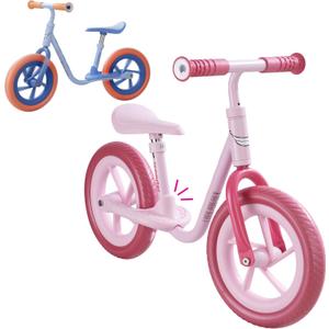 iSporter 10inch or 12inch Kids Balance Bike for Toddler 2 Year Old, Boys Girls Ages 2-5, Gift Push Bikes, No Pedal Training Bicycle, with Footrest, Puncture-proof Tyres, and Height Adjustable