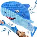 LEGEND SANDY Squeaky Dog Toys for Large Dogs Interactive Plush Shark Toy with Crinkle & Tug of War Tail, Puppy Chew Toys for Small Medium Large Breeds