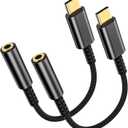 2 Pack USB C to 3.5mm Headphone Jack Adapter – HiFi Audio Dongle, Type C to Aux Female Cable Cord Compatible with iPhone 17/16/15 Pro Max, Samsung S25/S24/S23, iPad Pro, Pixel, MacBook-Black