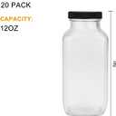  Encheng Beverages Drinking Bottles 12oz,Glass Water Botttle with Lids, Octagonal Vintage 350ml, Juice Bottles for Storage Tea,Kombucha,Milk Smoothies Jars 20Pack
