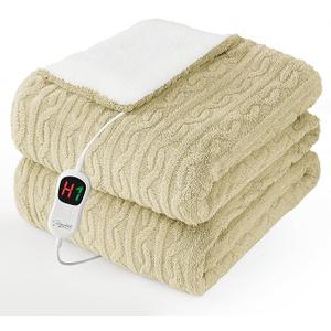 Homemate Electric Heated Blanket Twin - 62"x84" Heating Bed Blankets Throw with 10 Heating Levels 8 Hours Auto Off Fast Heating Over-Heated Protection Ultra Soft Warm Flannel ETL Certified 