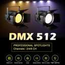 200W LED Stage Light, COB Par Lights with Barn Doors, DMX Blinder Stage Lighting Sound Activated for Wedding Live Show Christmas Party (6 Colors 1PC)