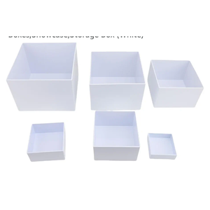 Yosoo 6PCS Cube Display Stands Boxes, Multifunctional Stackable Cake Stand for Dessert Statues, Square, 5 Sided, Nesting Boxes, Showcase, Storage Box (White)
