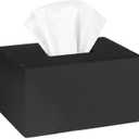 Rustic Farmhouse Tissue Box Cover - Wooden Black Rectangular Tissue Holder Easy to Refill - 5" x 9"