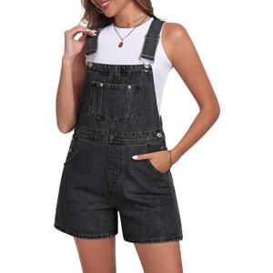 Skirt BL Denim Overall Shorts for Women Casual Adjustable Straps Bib Jean Short Overalls Shortalls with Pockets Summer (Gray, XL)