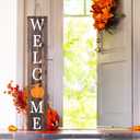 Leveeno Fall Porch Welcome Decor Outdoor Pumpkins Wooden Sign Autumn Vertical Hanging Decorations Home Front Door Outside Yard 48x8 Inch