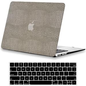 DTangLsm for Crocodile MacBook Air 13 inch Case 2022 2021 2020 2019 2018 A2337 M1 A2179 A1932, Alligator Skin PU Leather Hard Cover Snakeskin Print Case for MacBook Air 13 M1 + Keyboard Cover, Silver