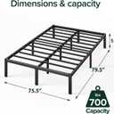 Zinus 14 Inch Elias Metal Platform Bed Frame, Steel Support, No Box Spring Needed, Easy Assembly, King