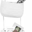 Over The Door Hanging Basket, 2 Tier Cotton Rope Woven Baskets, Magazine Racks, Wall Mount Hanging Storage Baskets,Decorative Door Organizers for Living Room, Bathroom and Bedroom (White)