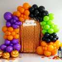 Halloween Balloon Arch Kit  146pcs Orange Black Green Purple Balloons Garland for Halloween Decorations, Party Backdrop, Birthday Celebration, Spooky Haunted House, Trick or Treat Party Supplies