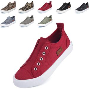 JENN ARDOR Womens Slip On Fashion Sneakers No Laces Comfortable Casual Low Canvas Sneakers Flats Walking Shoes, Size 9