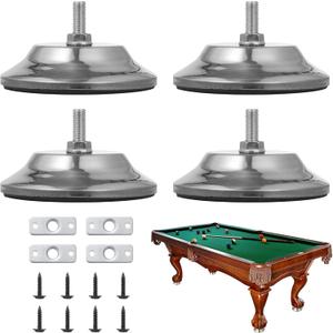 Billiard Table Leg Levelers, 4 Pcs Pool Table Leg Leveling Risers 5D with Adjustable Height, Robust Metal Table Leveling Feet for Billiard Tables, Ping-Pong Tables, Soccer Tables