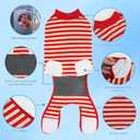 2 Packs Breathable Cotton Dog Recovery Suit for After Neuter Spay Abdominal Wounds Protector, Professional Anti-Licking Onesies for Male Female Pets Surgery Bandages, L Red & Blue Stripes