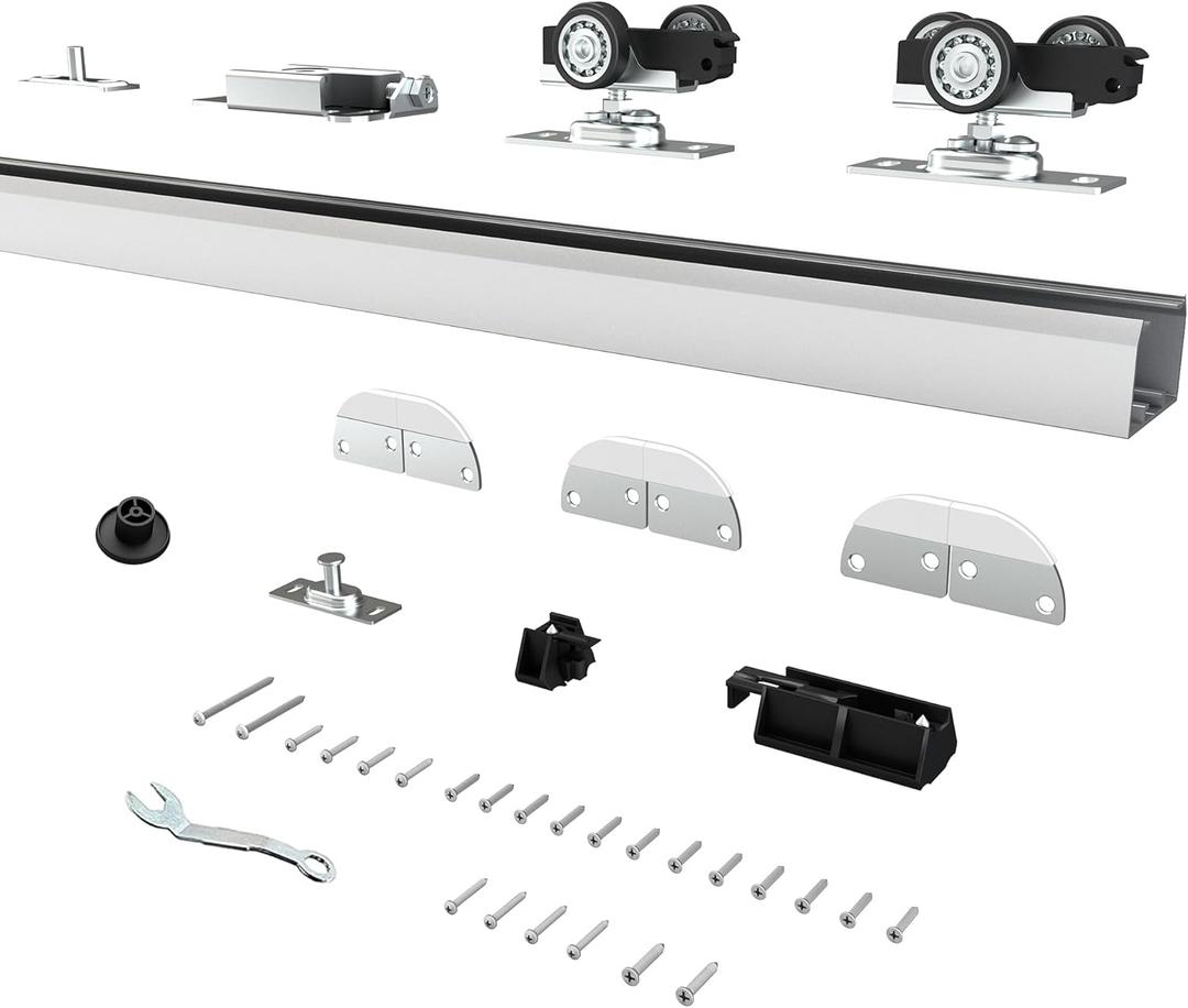 36" Bifold Door Hardware Kit for 2 Doors,Aluminum Sliding Barn Door Hardware Top Mounted for Bathroom, Bedroom, Storeroom, Living Room