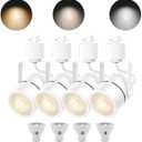 White 4PCS LED Track Lighting (No Rails) with Advanced Replaceable GU10 Bulbs, Switchable 3CCT(3000K/4000K/6000K) and Dimmable Brightness(20%-100%), Versatile Ceiling Spotlight Fixtures for Any Space