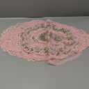 Mixweer 10 Pcs Pink Retro Lace Placemats Oval Embroidered Table Place Mats French Crochet Doilies Vintage Coasters Cup Mat 12'' x 16'' for Wedding Cup Vase Table Decor