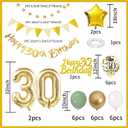 30th Birthday Decoration for Men Women, Sage Green White Gold 30th Birthday Balloons with Happy 30th Birthday Banner Cake Toppers Triangle Flag Number 30 Balloons for 30 Year Old Birthday Decorations