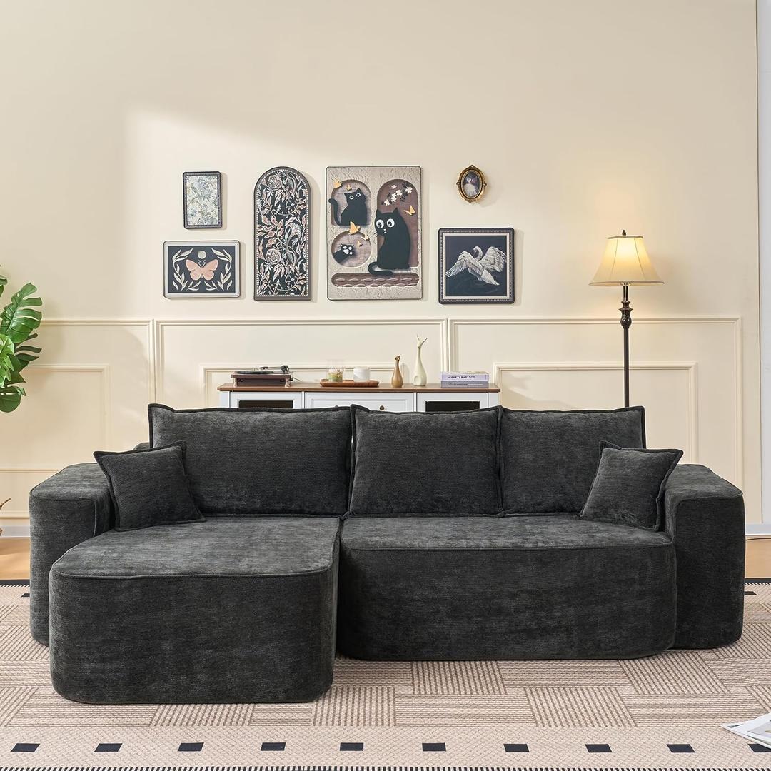 KEIKI 104" L Shaped Sectional Sofa with Chaise, Extra Deep Seats Cloud Couch, No Assembly Modular Corner Couch for Relaxing Living Room, Apartment, Family Lounge, Modern Oversized Comfortable Sofa