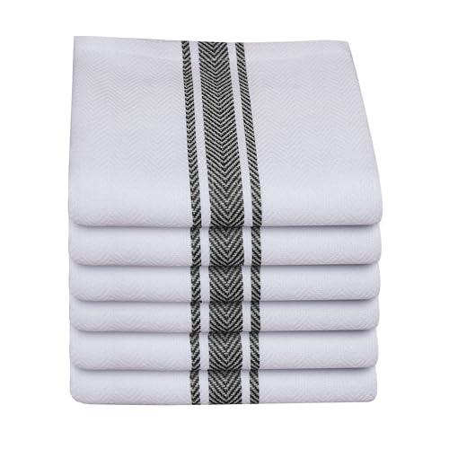 Kitchen Towels | Tea Towel for Craft| Cotton Dish Towels| Reusable Bulk Cleaning Cloths Black Hand Towels| Soft Super Absorbent Quick Dry Dish Rags Machine Washable 6 Pack 15" x 25"
