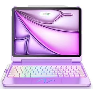 FUWANG Touch Keyboard Case for iPad Air 11-inch(M4/M3/M2, 2026/2025/2024) & Air 5th 4th Generation, Only 180 Flip Keyboard with Multi-Touch Trackpad, Backlit Keyboard for iPad Air 11 inch, Black