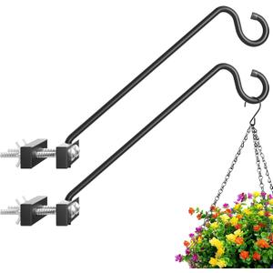 12-Inch 2 Pack Deck Bird Feeder Hanger for Railing, Outdoor Decor Plant Hanger, Swivel Balcony Railing Hook - 22LB Capacity - for Hanging Plants, Bird Feeders, Lanterns, Wind Chimes