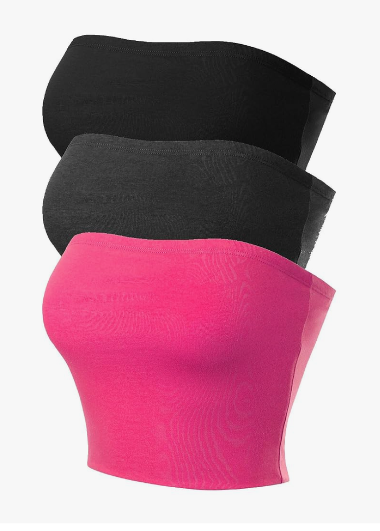 MixMatchy Women's Strapless Tube Tops Basic Bandeau Crop Sleeveless Backless Casual Sexy Going Out Tops Summer 2025, Size -Medium