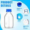 Irenare Media Storage Bottles Borosilicate Storage Glass Scientific Round Graduated Media Bottle with Blue Gl45 Screw Cap for Lab Water Reagent Liquids(1000 ml,8 Pcs)