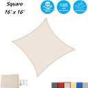 AsterOutdoor Sun Shade Sail Rectangle 16' x 16' UV Block Canopy for Patio Backyard Lawn Garden Outdoor Activities, Cream