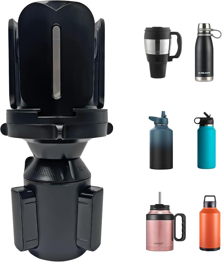 Car Cup Holder Expander Adjustable Expandable Cup Holder for Tesla Model Y/3/S/X/Cybertruck fit Stanley Yeti Water Bottle Large Cups 14/24/36/46/64oz Snacks & Drinks
