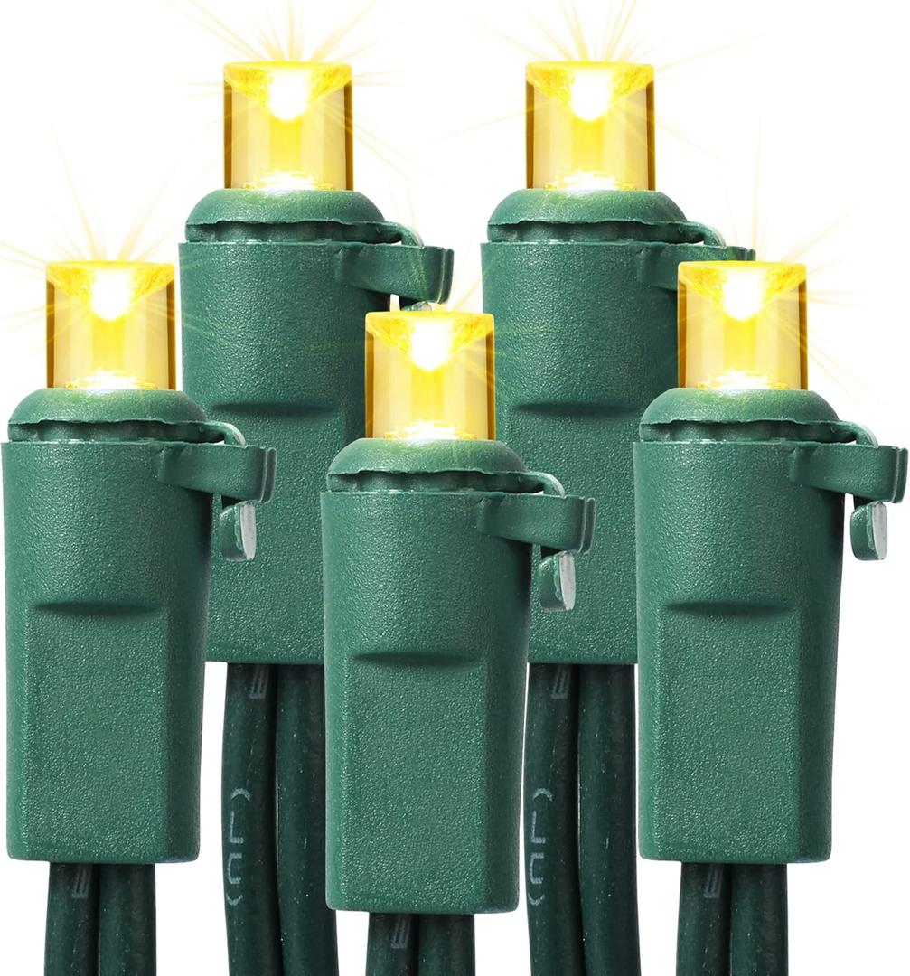 Brizled Christmas Lights, 33ft 100 LED 5MM Wide Angle Gentle Twinkle Christmas Lights Warm White, 120V UL Certified Connectable Xmas String Light Outdoor Xmas Tree Light for Tree Party Home Holidays