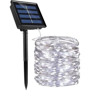 Solar String Lights, 1Pack 72ft 200LED 8 Modes White Solar Fairy Lights, Waterproof Copper Wire Fairy Lights Outdoor for Deck Yard Wedding Party Decor (White)