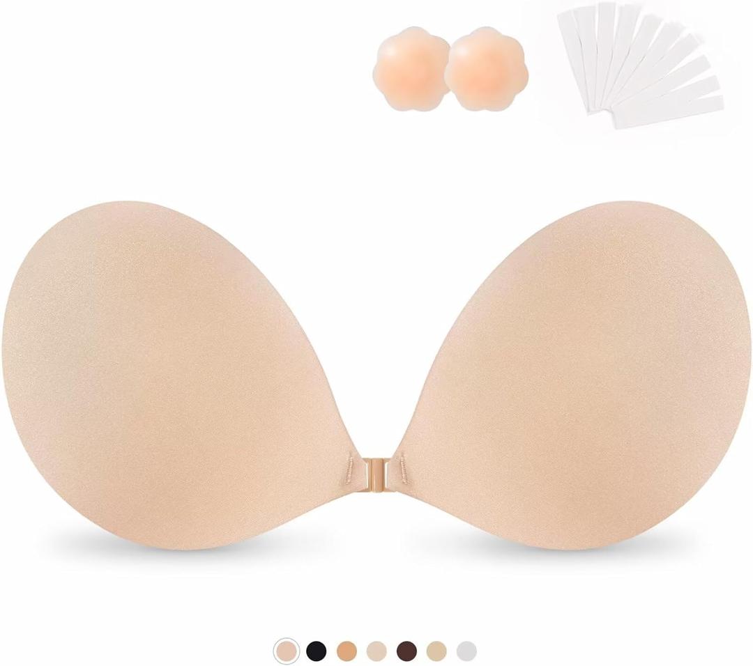 Sticky Bras Push Up Adhesive Invisible Bra Backless Strapless Bra for Women Nude