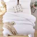 ROSGONIA White Queen Comforter Set, 3pcs(1 Boho White Comforter & 2 Pillowcases) All Season Soft Bedding Lightweight Bedspread Blanket Quilt
