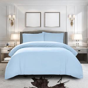 Pure Bedding Duvet Cover Full [3-Piece, Sky Blue] - 1 Comforter Protector with Zipper Flap and 2 Pillow Shams - Hotel Luxury 1800 Brushed Microfiber - Ultra Soft, Cool and Breathable Comforter Cover