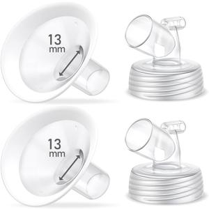 2 Packs 13mm Flange Set, Updated Soft Rim Shield and Wide Mouth Base Connector Pump Parts for Spectra S2 Spectra S1 9 Plus Breastpumps Accessories, 106 Degree Wider Opening Angel