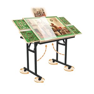 Puzzle Table with Folding Legs, 1500 Pieces Puzzle Table for Adults with Drawers, Cover, Wheels, 5 Adjustable Up Angles Wooden Jigsaw Puzzle Board for All Ages
