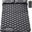 Double Sleeping Pad for Camping - 4" Extra Thick Self Inflating Air Mattress for 2 Person with Built-in Pillow & Foot Pump, Waterproof Inflatable Sleeping Mat for Backpacking Tent Hiking Travel