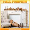 Thanksgiving Garland with Lights 9.84 ft Fall Decor Garland with Artificial Berries Pumpkins Maple Leaves Thanksgiving Decorations for Harvest Party Home Mantel Fireplace Table Wall Decor