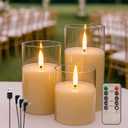 3-Pack Rechargeable Flameless Candles with Remote and Timer Function  LED Pillar Candles, Realistic Flickering Flame, Battery Operated, Safe Decor for Christmas, Home, Wedding, Holiday