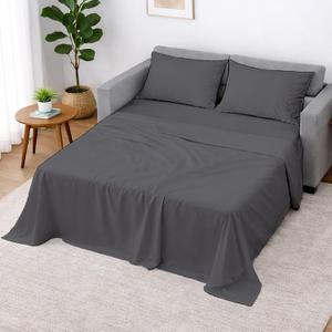 Cottington Lane Sleeper Sofa Sheets Queen Size, 4 Piece Premium Quality 100% Egyptian Cotton Sofa Bed Sheet Set for Pull Out Couch, Loveseat & Sectional, 6 Inch Deep Pocket, Dark Grey