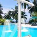 Pool Fountain for Above and In-Ground Pools, Pool Waterfall with Dual Sprayer Multiple Spray Method, Adjustable Swimming Sprinkler Cooler with Extension Tube for Pool (Gray)