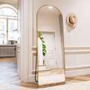 HARRITPURE 64"x21" Arched Full Length Mirror Free Standing Leaning Hanging Mounted Mirror Aluminum Frame Modern Simple Home Decor for Living Room Bedroom Cloakroom, Gold