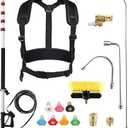 PWACCS 24 FT Telescoping Pressure Washer Wand, Telescopic Spray Wand with Power Washer Extension Wands, Gutter Cleaner Attachment Kit with 7 Nozzle Tips, 2 Adapters, Pivoting Coupler and Support Belt