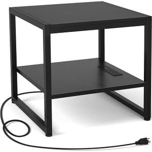 Homieasy End Table with Charging Station, 20" Mini Fridge Stand, Black
Square Side Table for Living Room, Small Table Stand & Fridge Table