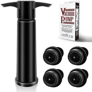 Wine Saver Pump with 4 Vacuum Wine Stoppers, Wine Bottle Stoppers with Food Grade Silicone Leak-proof Keep Fresh Suitable for All Standard Wine Bottles