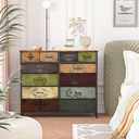 VASICAR Dresser for Bedroom with 12 Drawers, Tall Fabric Drawer Dresser, Chest of Drawers for Closet, Nursery, Bedside, Living Room, Entryway, Hallway (Pattern), 11.8"D x 43.3"W x 37.8"H