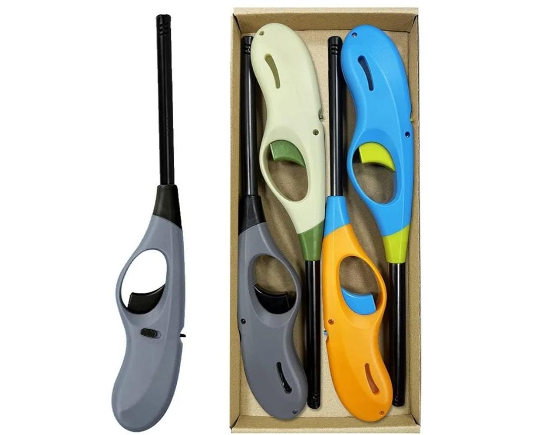 Butane Lighter, 4pcs Refillable Long Flame Lighter for BBQ Candle(No Butane Inside)