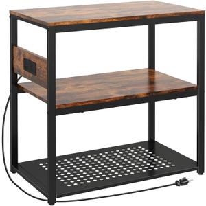 Livofloral 20-29 Gallon Fish Tank Stand With Power Outlets, 3-Tier Metal Aquarium Stands, Breeder Reptile Tank Stand with Shelf for Home Office, 660LBS Capacity, 29.5 x 15.8 x 30.1 inches, Brown